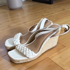 White Braided Wedges